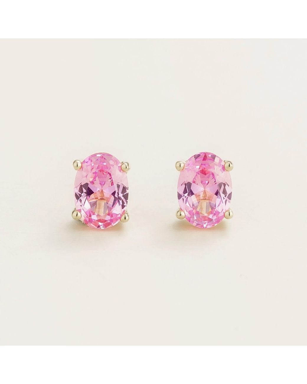 Juvetti Pink Ovo Earrings Set With Sapphire