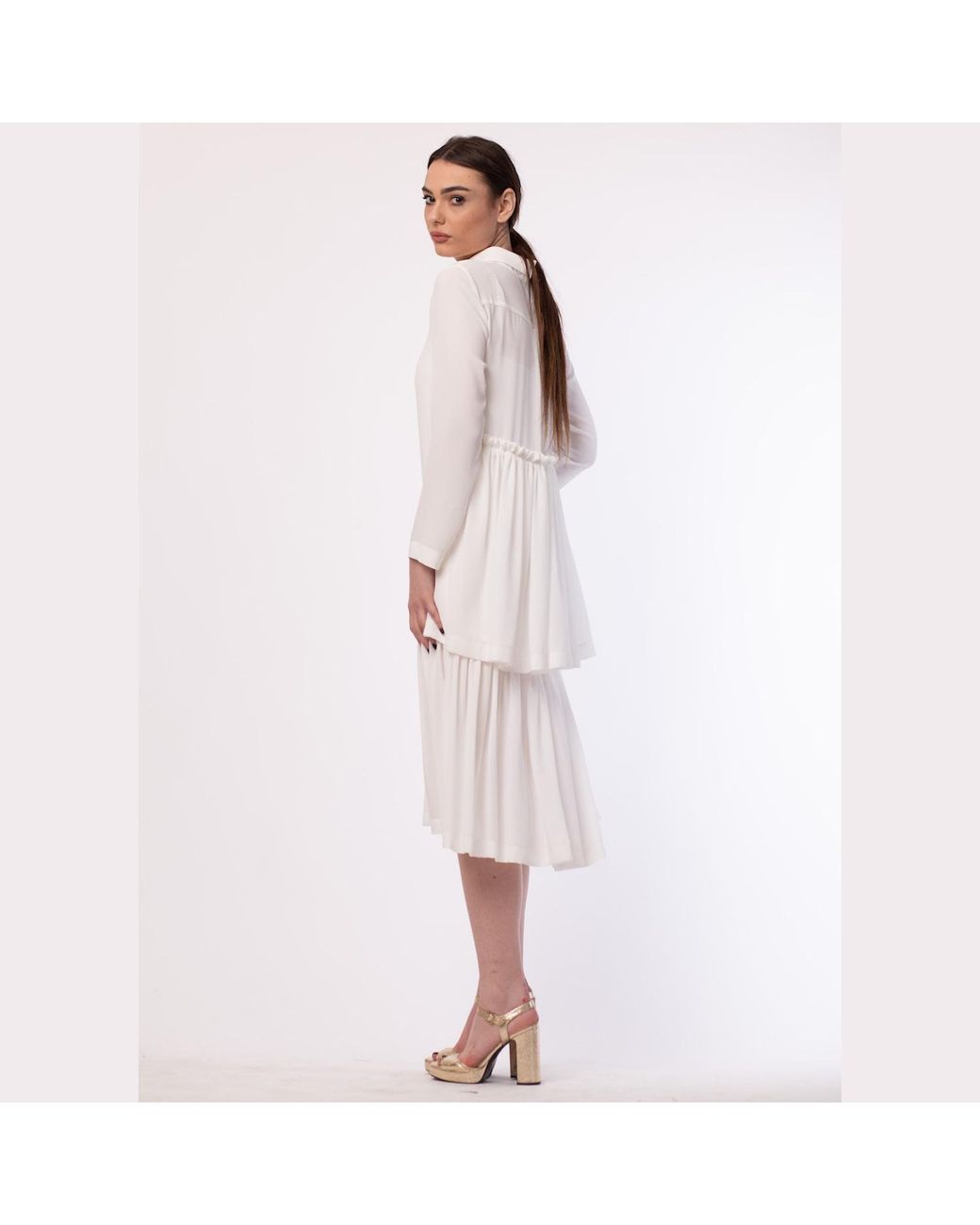 Silvia Serban White Frill Shirt Dress