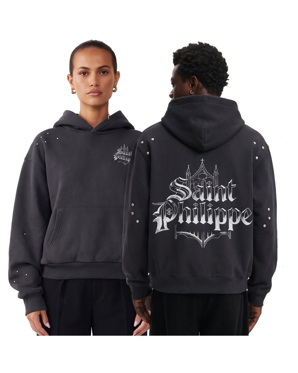 Freak Vault Blue Neutrals Saint Philippe Cathedral Noir Hoodie for men