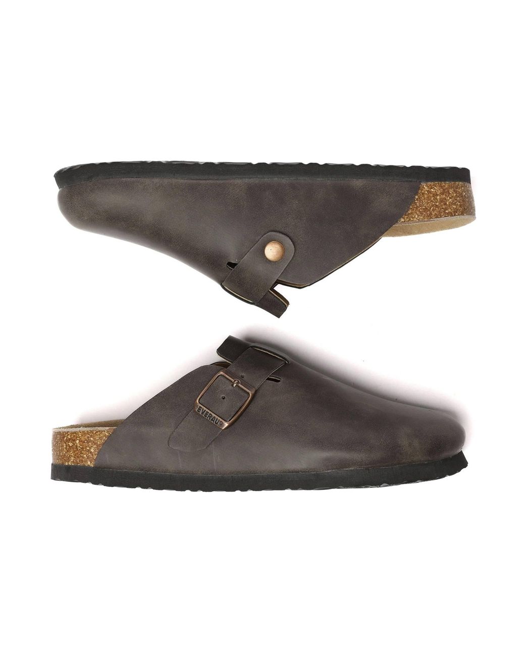 EverAu Australia Brown Hardhead Leather Comfort Clog Sandals for men