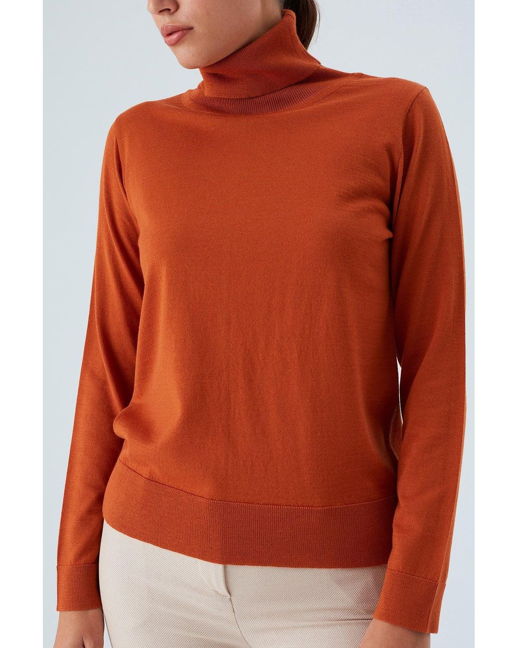 Peraluna Orange Valeria Fine Turtleneck Pullover