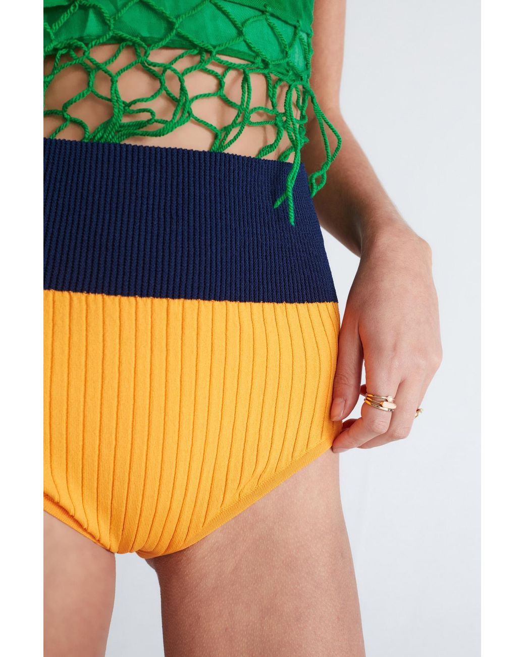 Peraluna Orange Dora Rib Knit Shorts