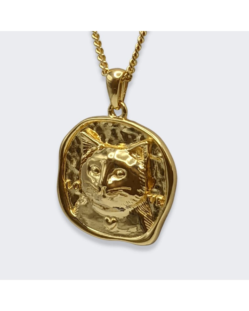 Frenvyrn Metallic Lars 18K Vermeil Cat Coin Necklace for men