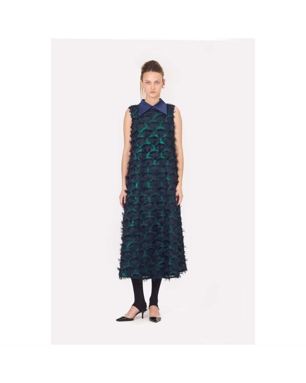 Julia Allert Black Evening Gown A-line Maxi Dress With Fleecy Decor