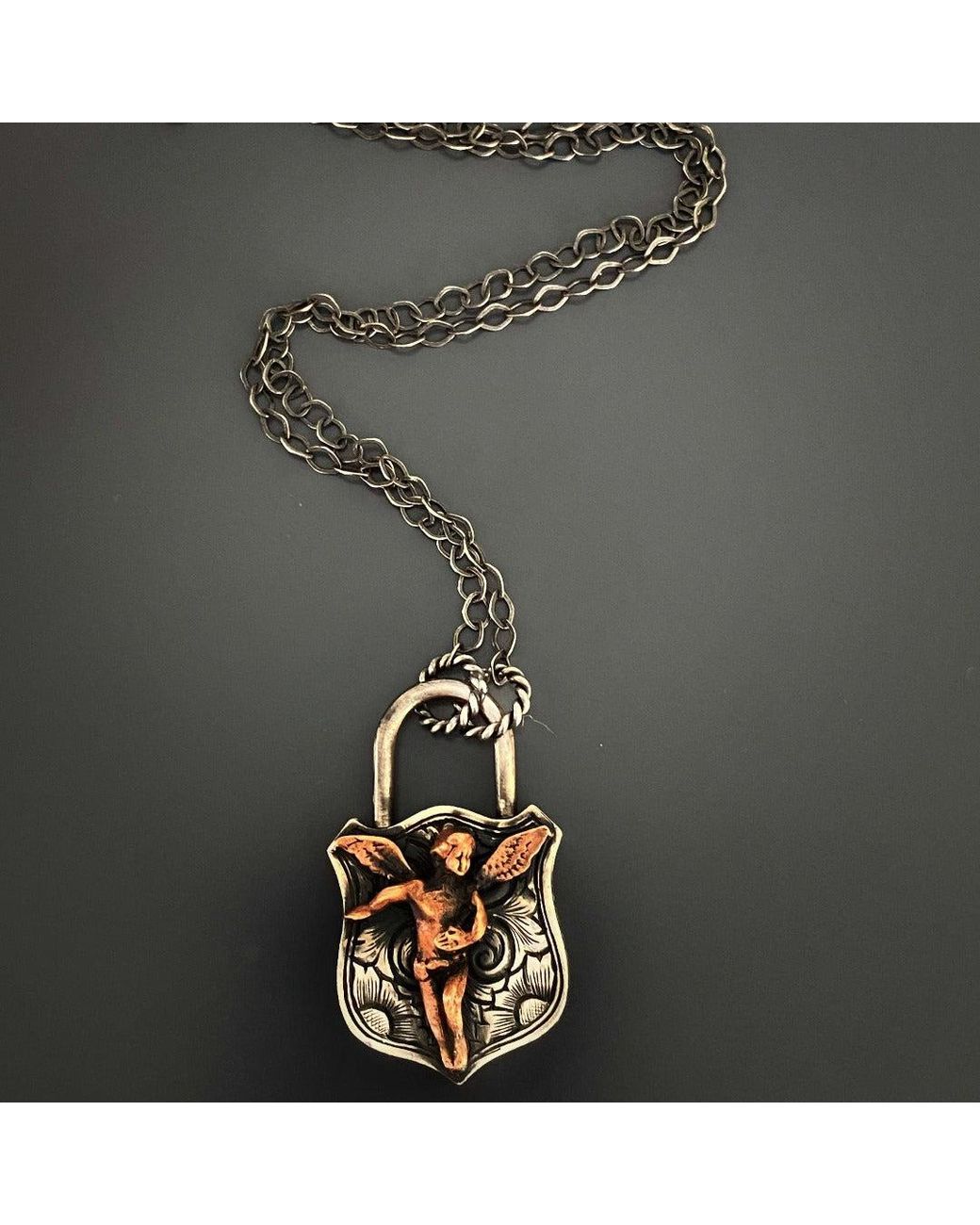 Ebru Jewelry Metallic Sterling Guardian Angel Unique Necklace