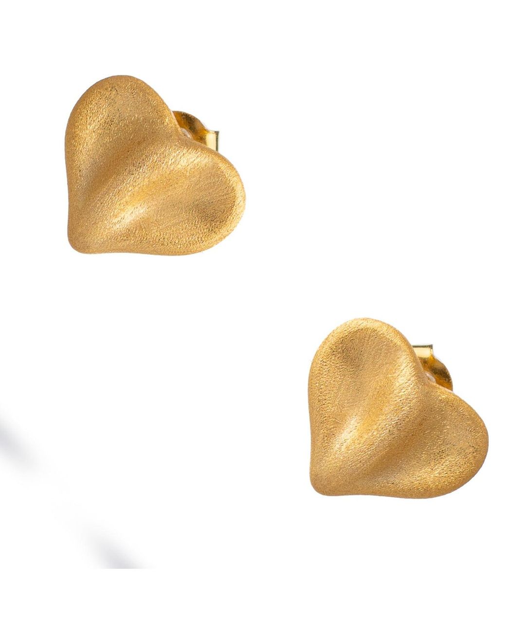 Ebru Jewelry Metallic Golden Heartbeat Stud Earrings