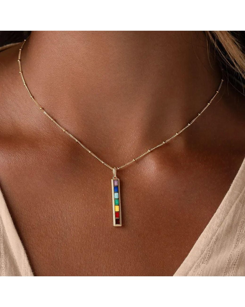Karma and Luck Metallic Sacred Flow Seven Chakra Energy Necklace