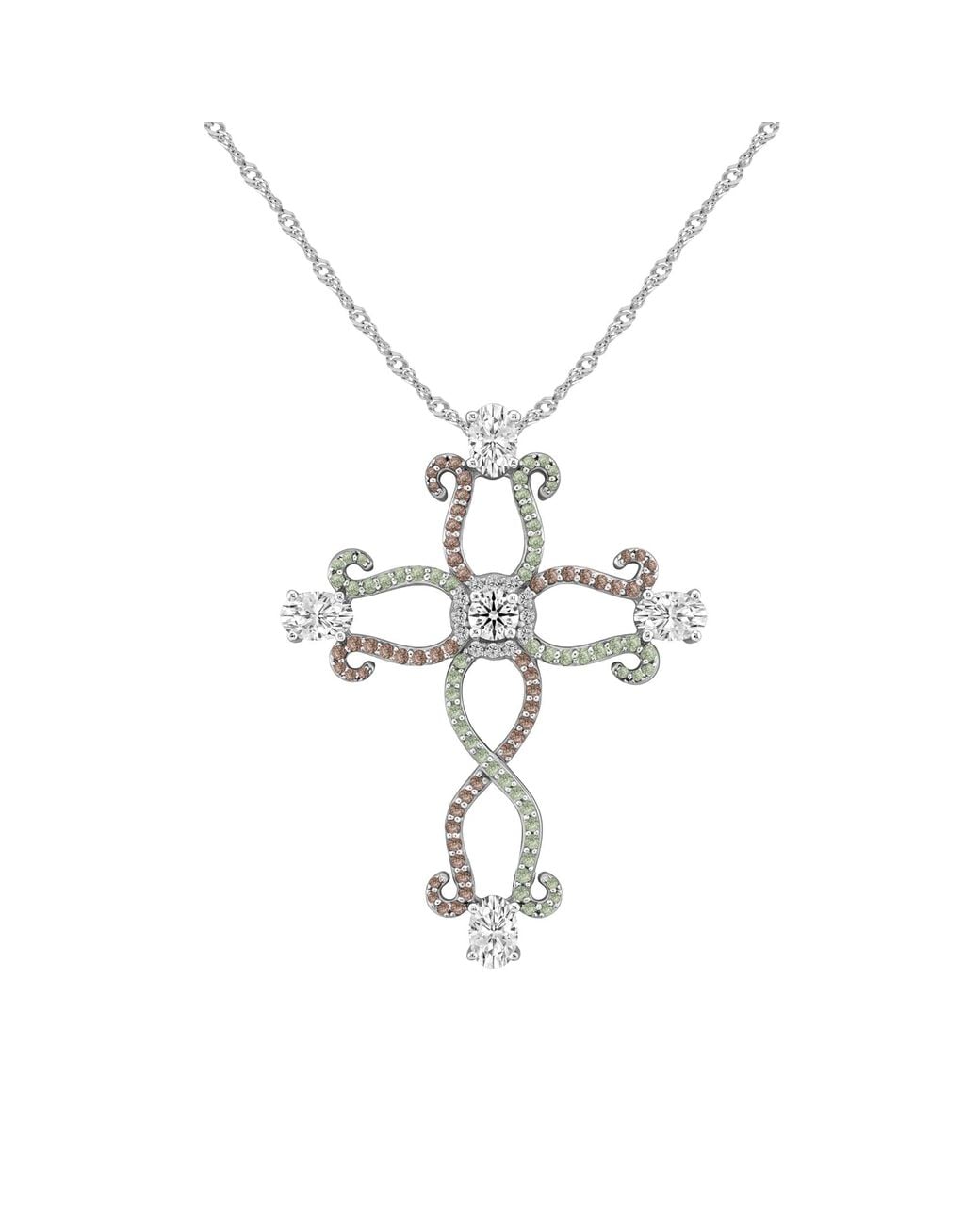 Arte Madrid Metallic Cruz Romanesque Budded Cross Pendant Necklace