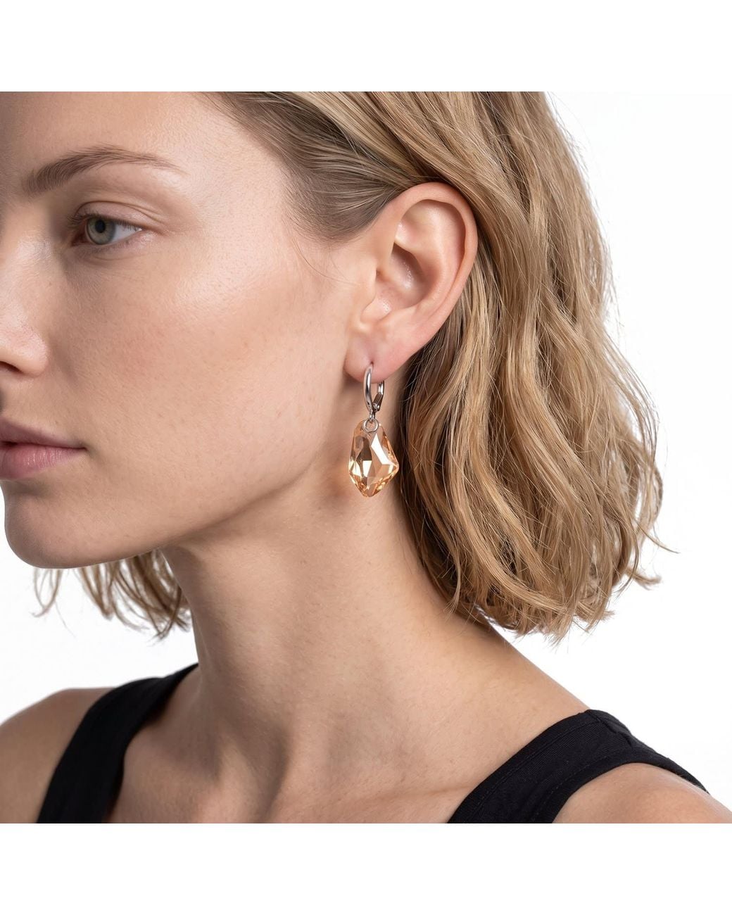 Modenaire Metallic Crystal Drop Earrings Elegant Dangle Jewelry