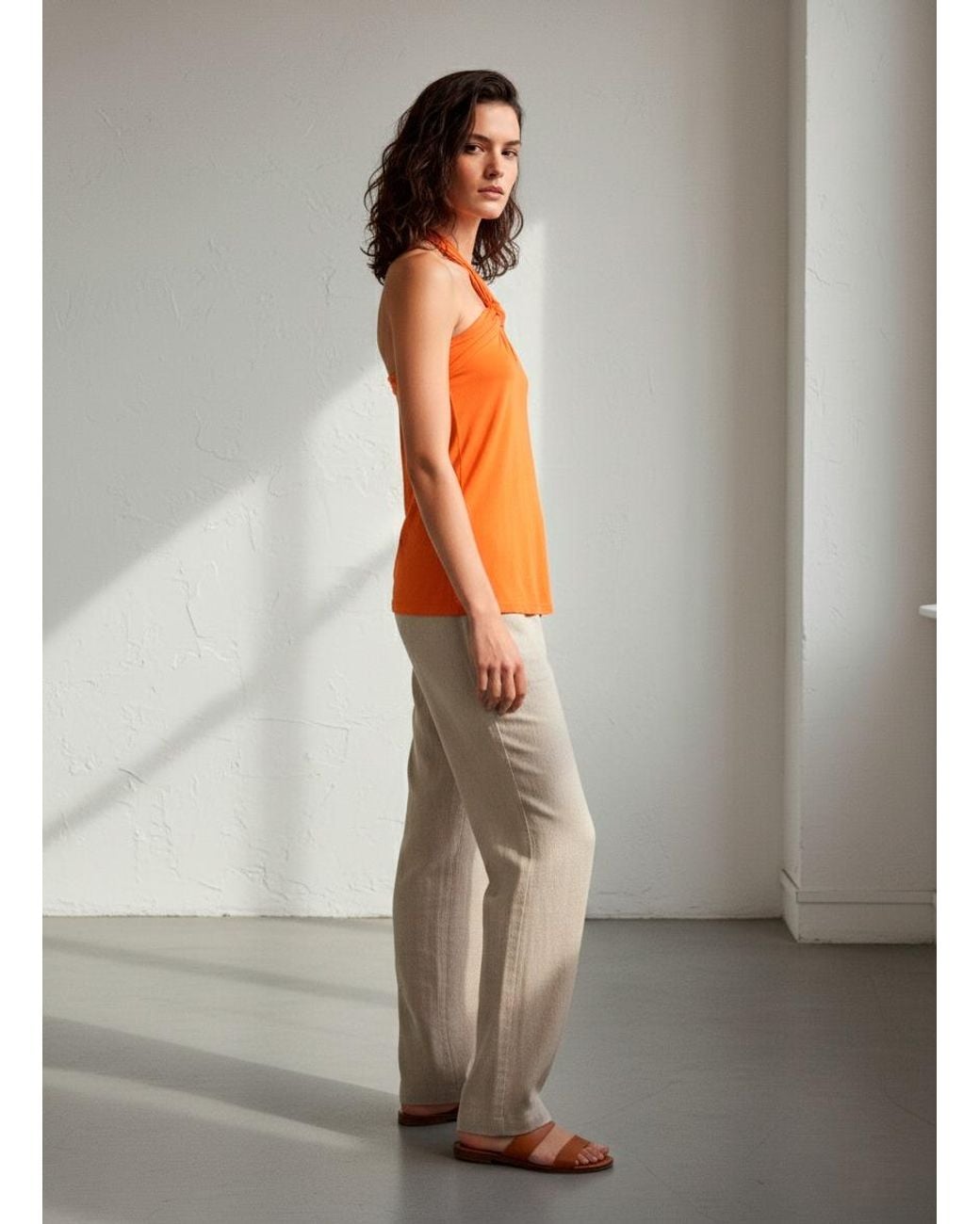 Conquista Orange Halter Neck Top – Effortless Summer Elegance
