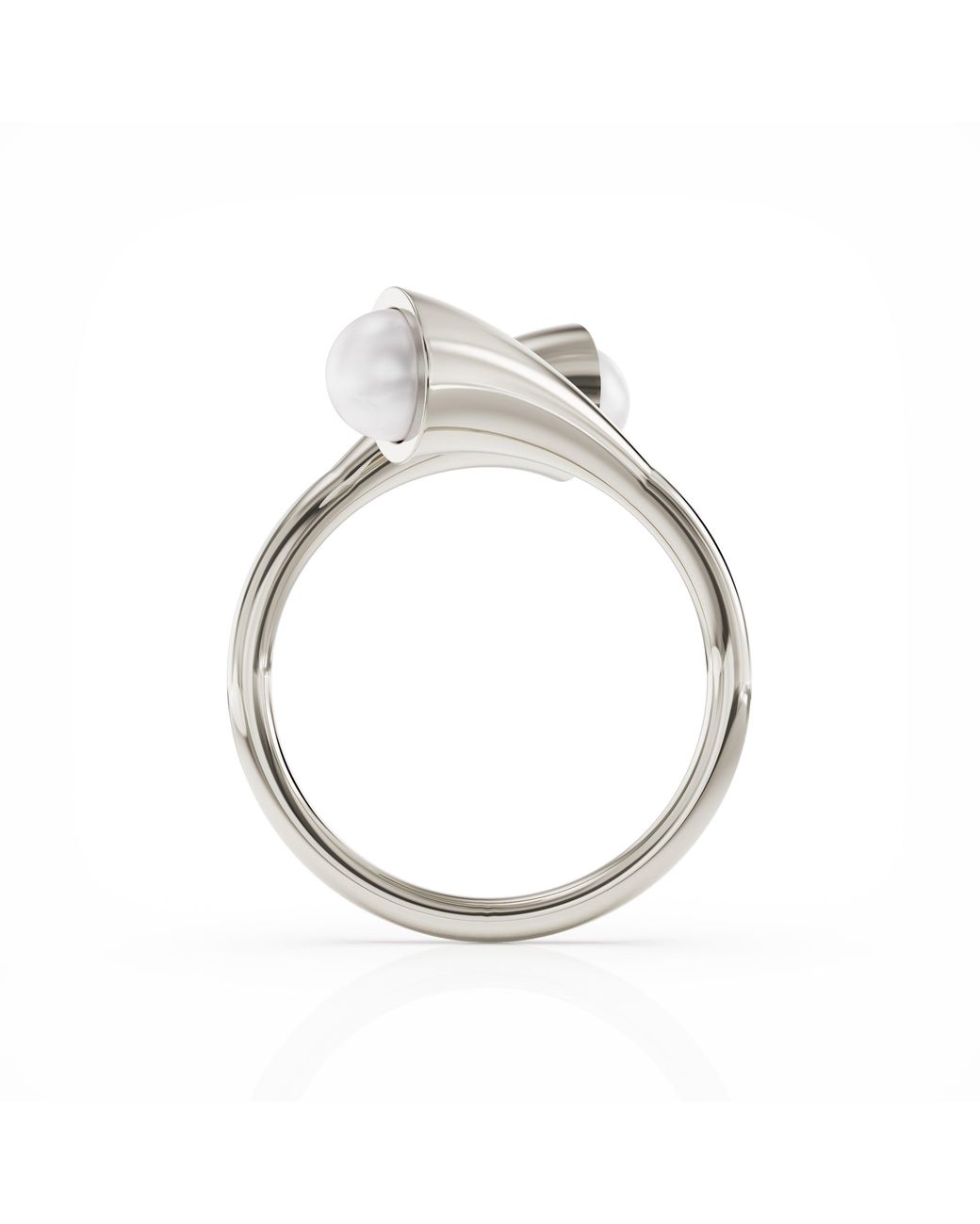 Linda Fiore Metallic Bella Solid Ring With Two Cultured Freshwater Pearls