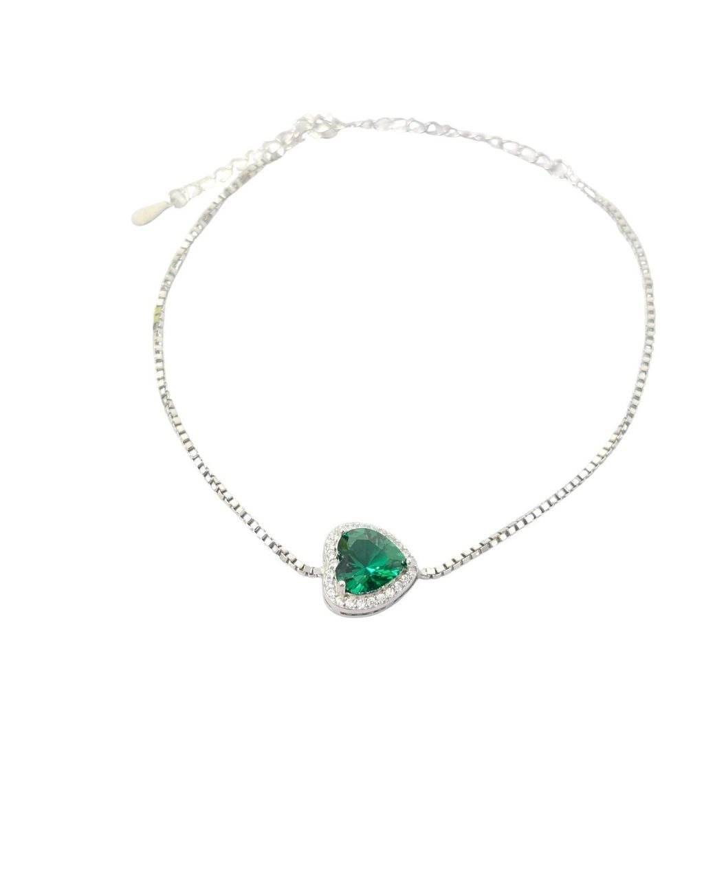 Sophelia Metallic Emerald May Birthstone Love Heart Charm Sterling Bracelet