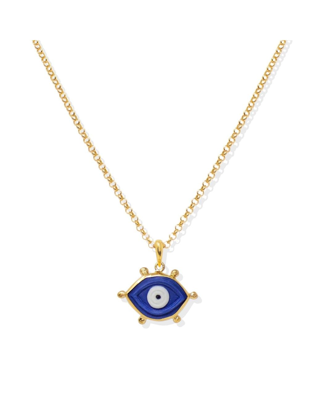 Vintouch Italy Blue Evil Eye-Plated Necklace