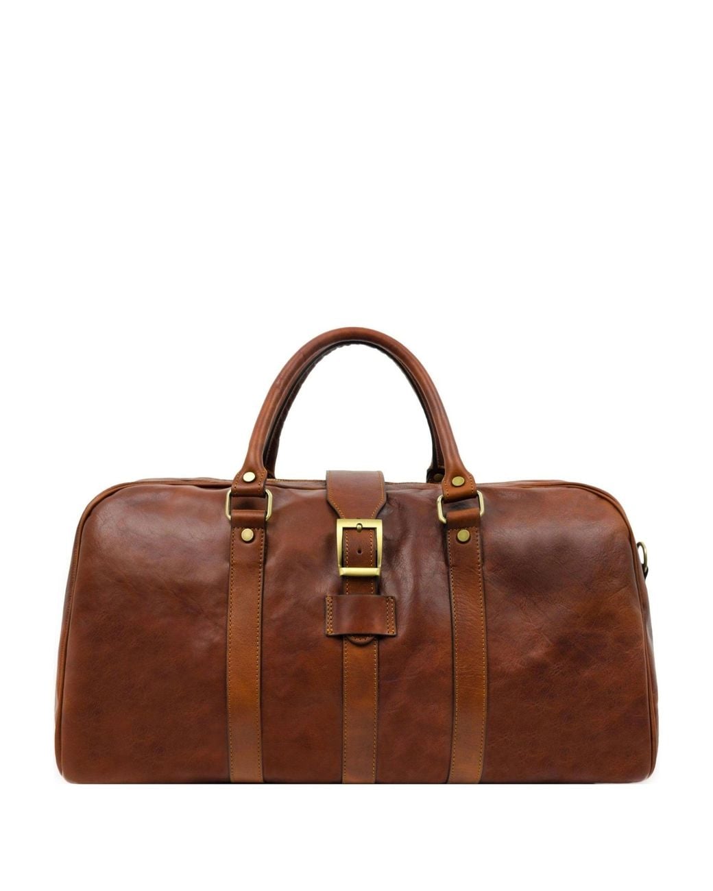 Time Resistance Brown Cognac Matte Leather Travel Bag