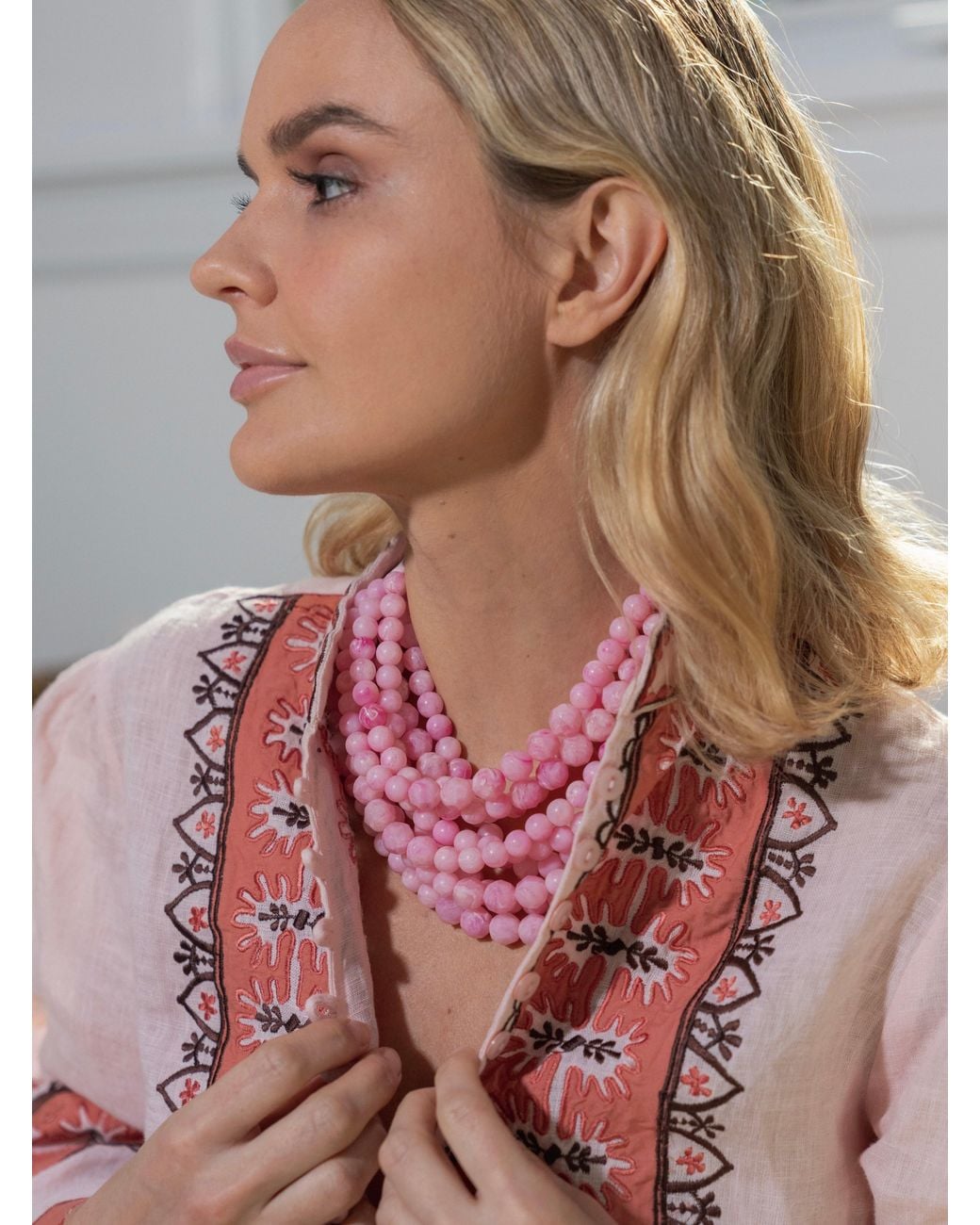 Fairchild Baldwin Pink Marbella Carnation Necklace