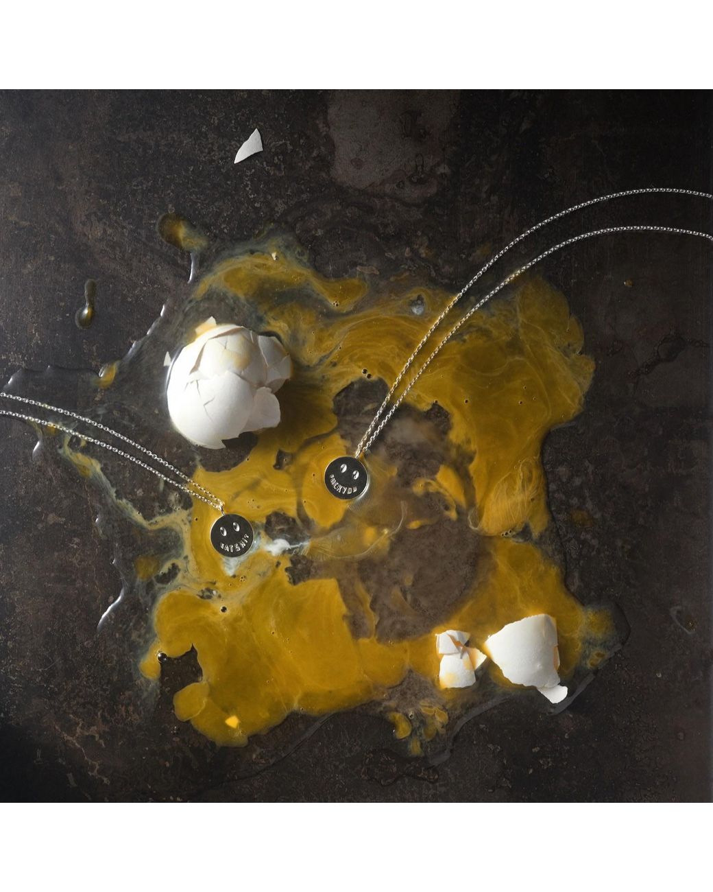 Cartography Metallic Eat Shit Smiley Necklace for men