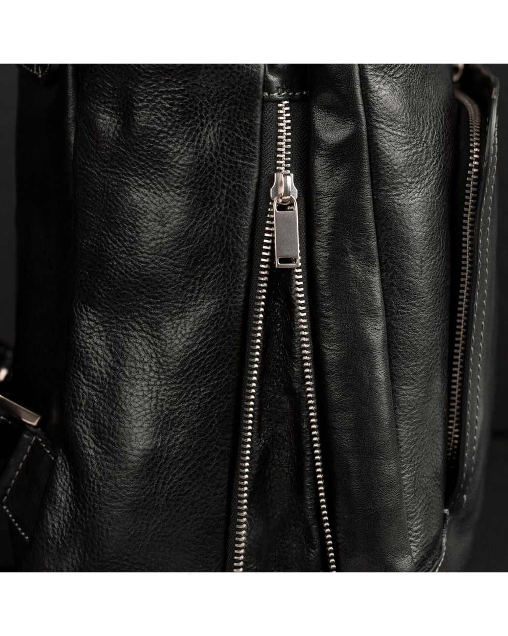 Time Resistance Black Large Leather Backpack for men