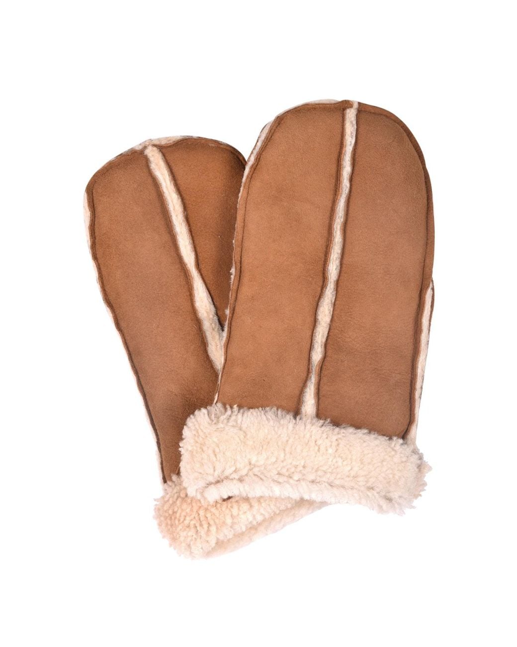 Owen Barry Brown Sheepskin Split Mittens Tan Cream Curly