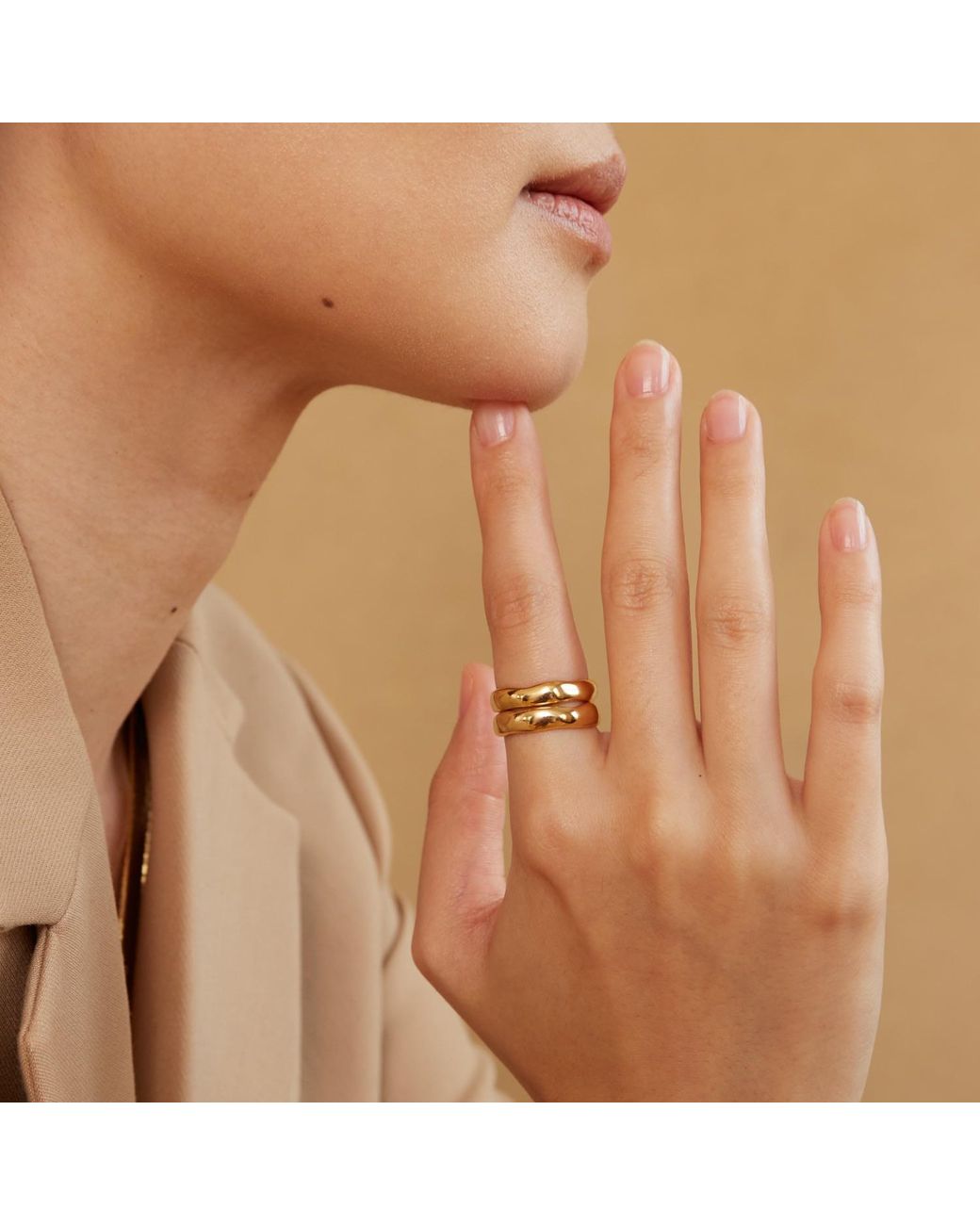Biko Jewellery Metallic Wavi Ring Thin