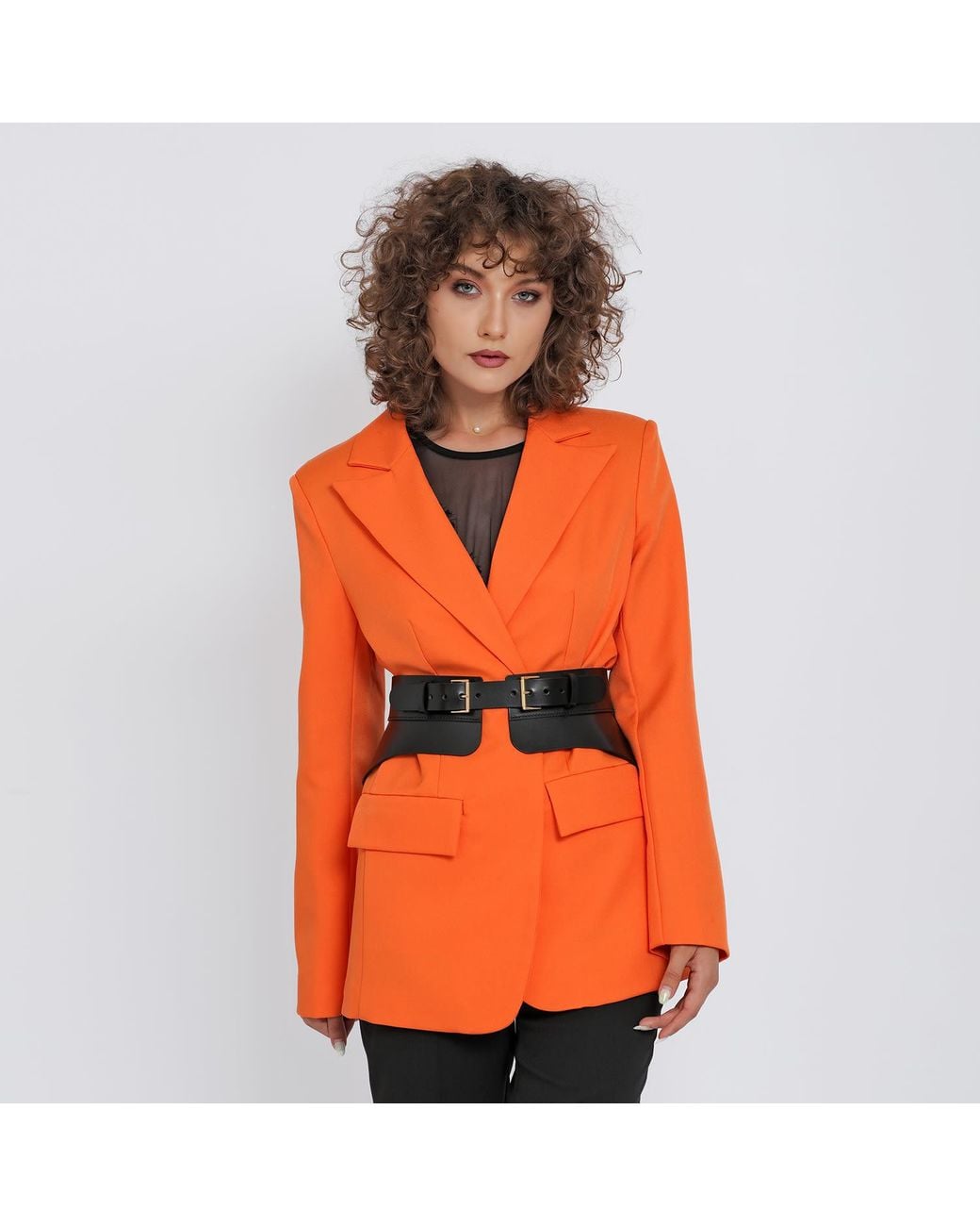 Haute Cuir Black Crescent Peplum Leather Belt