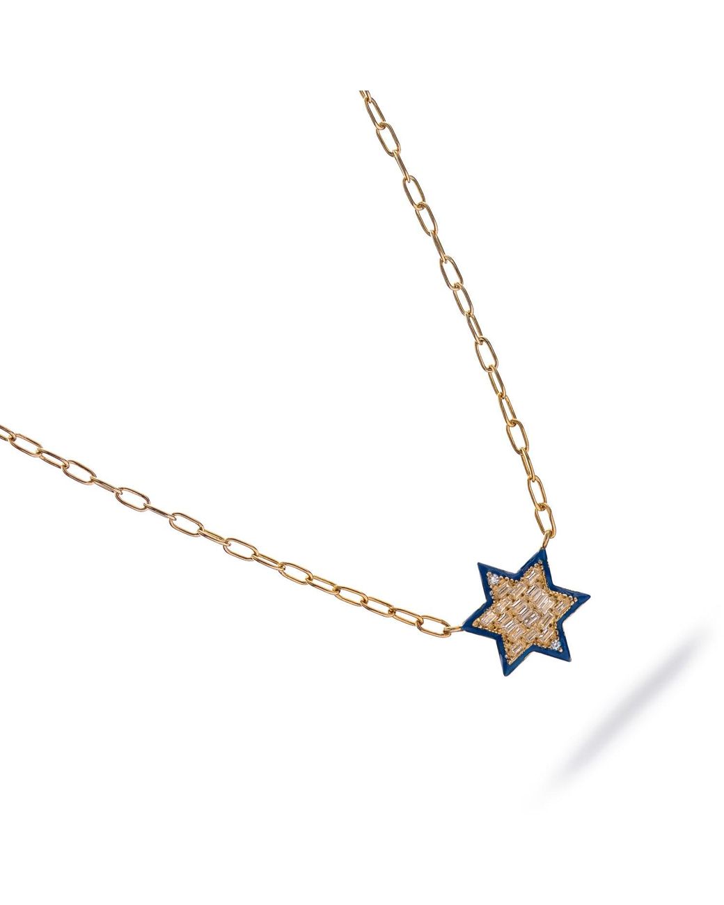 Ebru Jewelry Metallic Divine Star Of David Enamel Necklace