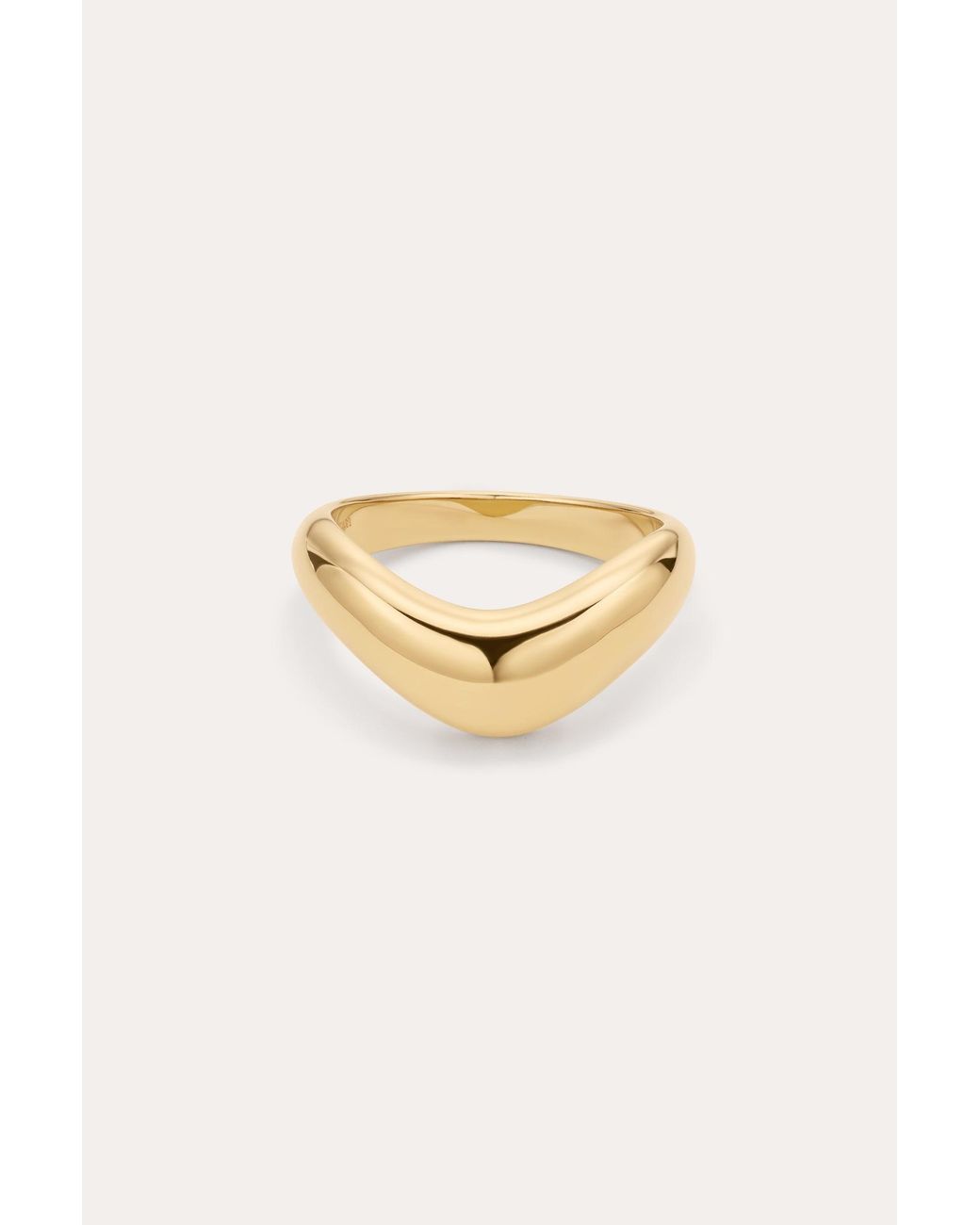 Vanhi Metallic Vava Plain Chunky Curved Wave Ring