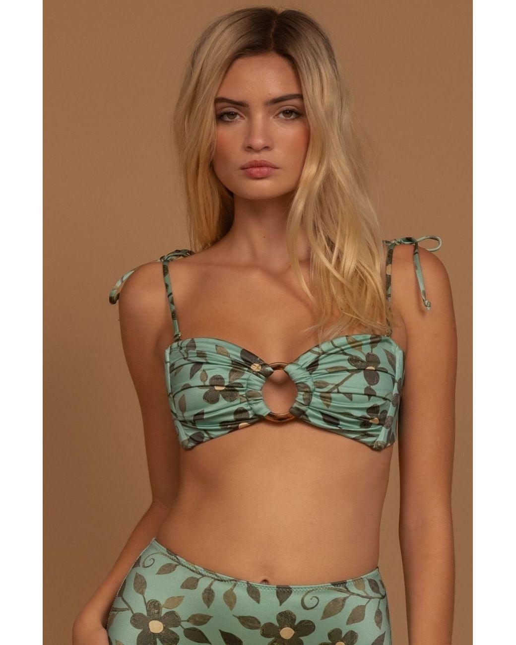 Montce Green Aquamarine Tori Ties Bandeau Bikini Top