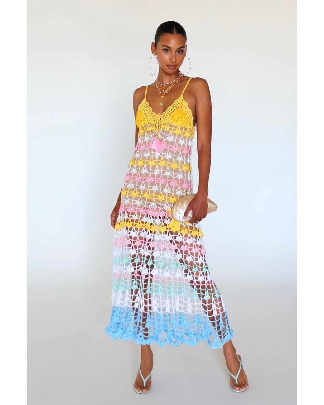 Andreeva White Flower Handmade Maxi Crochet Dress