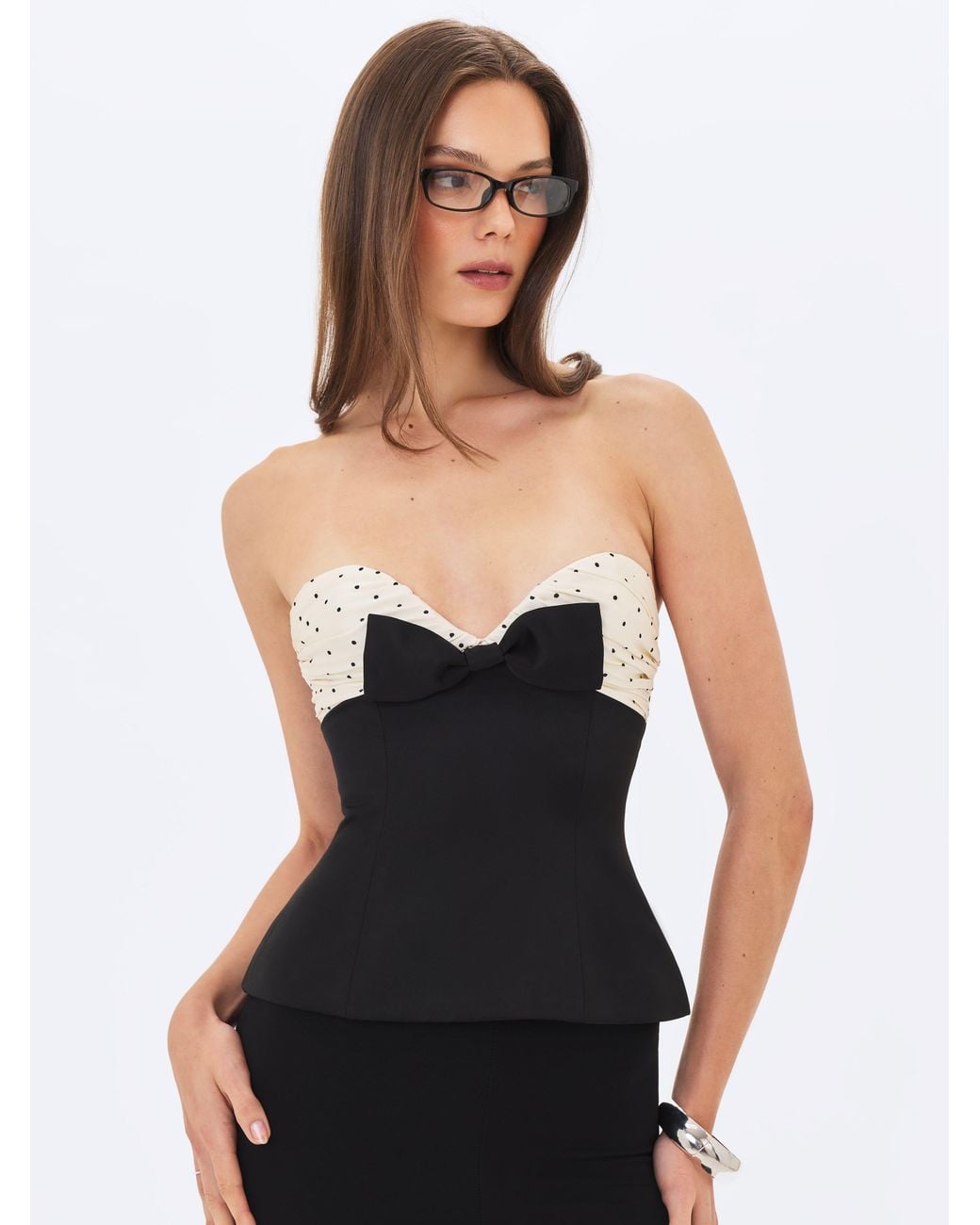 Miss Circle New York Blue Ulrike & Polka Dot Sweetheart Peplum Top