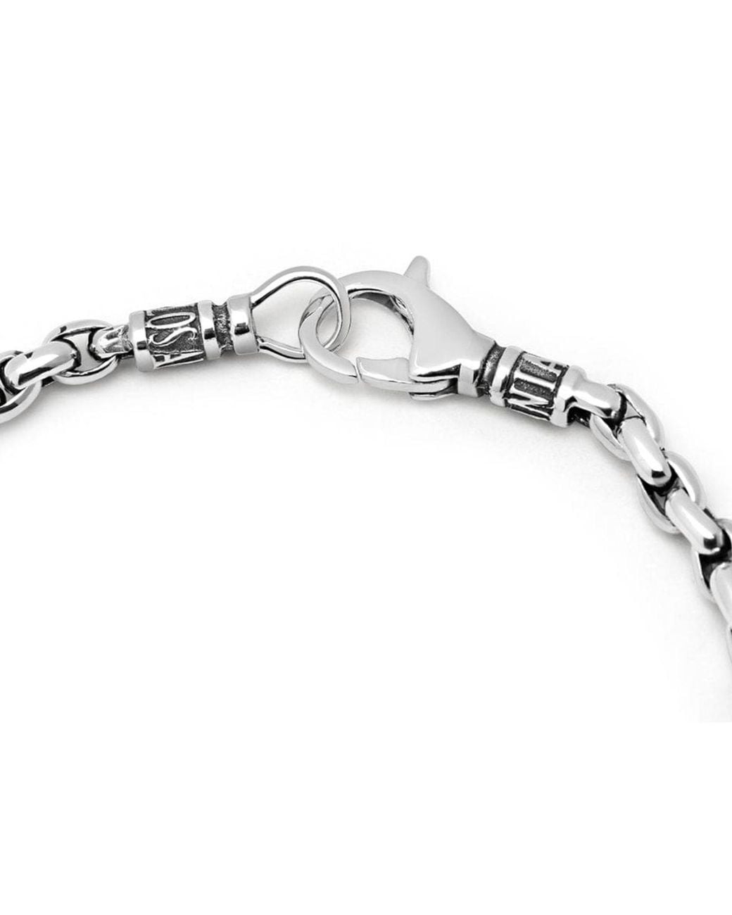 Nialaya Metallic Sterling Round Link Chain Bracelet for men