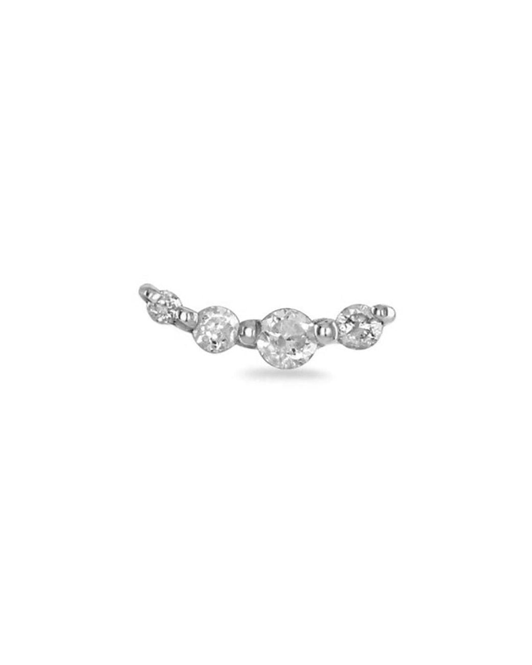 Zohreh White Graduated Diamond Curve Flat Back Earring 14K