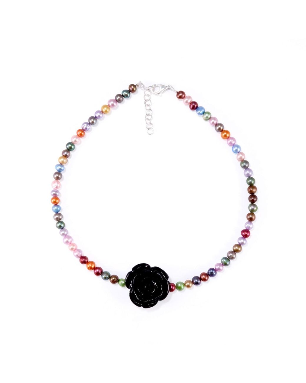 Mineralgems•Studio Black Multicolour Pearl Choker With Rose