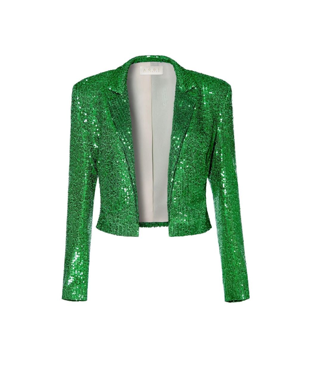 AGGI by HALEWSKI Green Shannon Shamrock Short Sequin Blazer