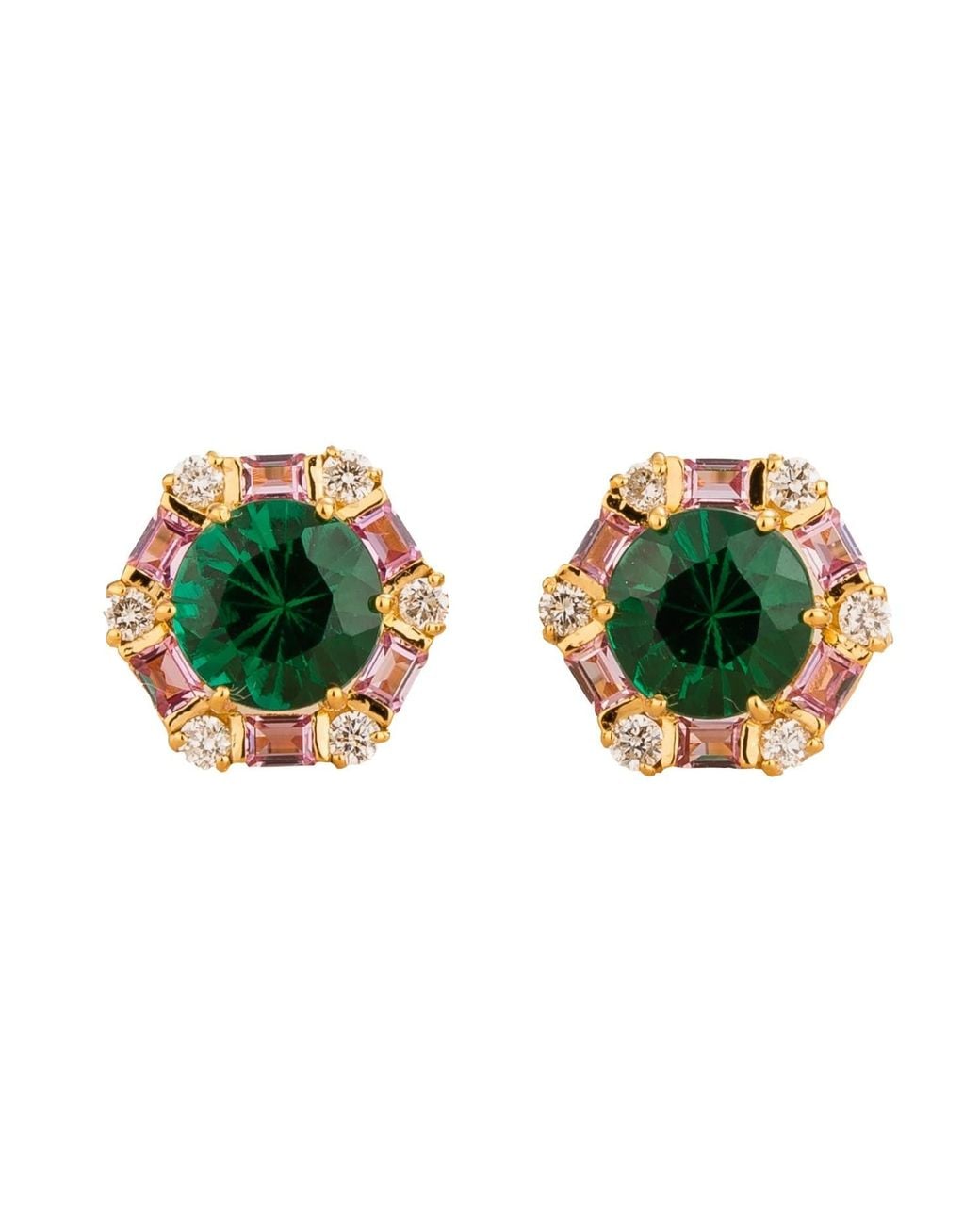 Juvetti Green Melba Earrings Emerald, Sapphire & Diamond