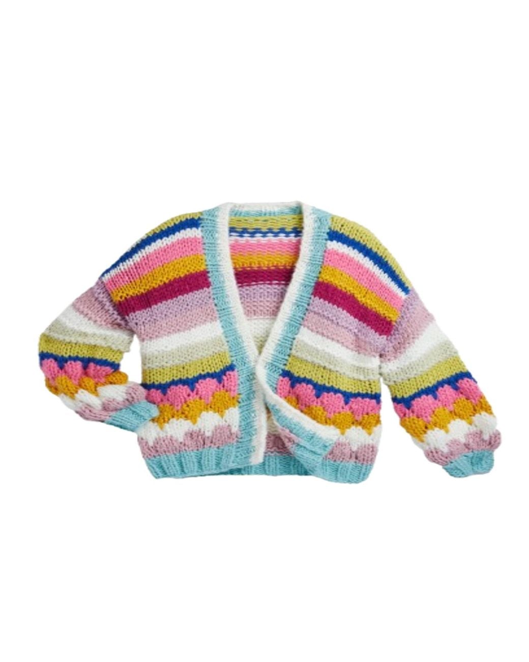 Saachi Red Knitted Bubble Stitch Cardigan