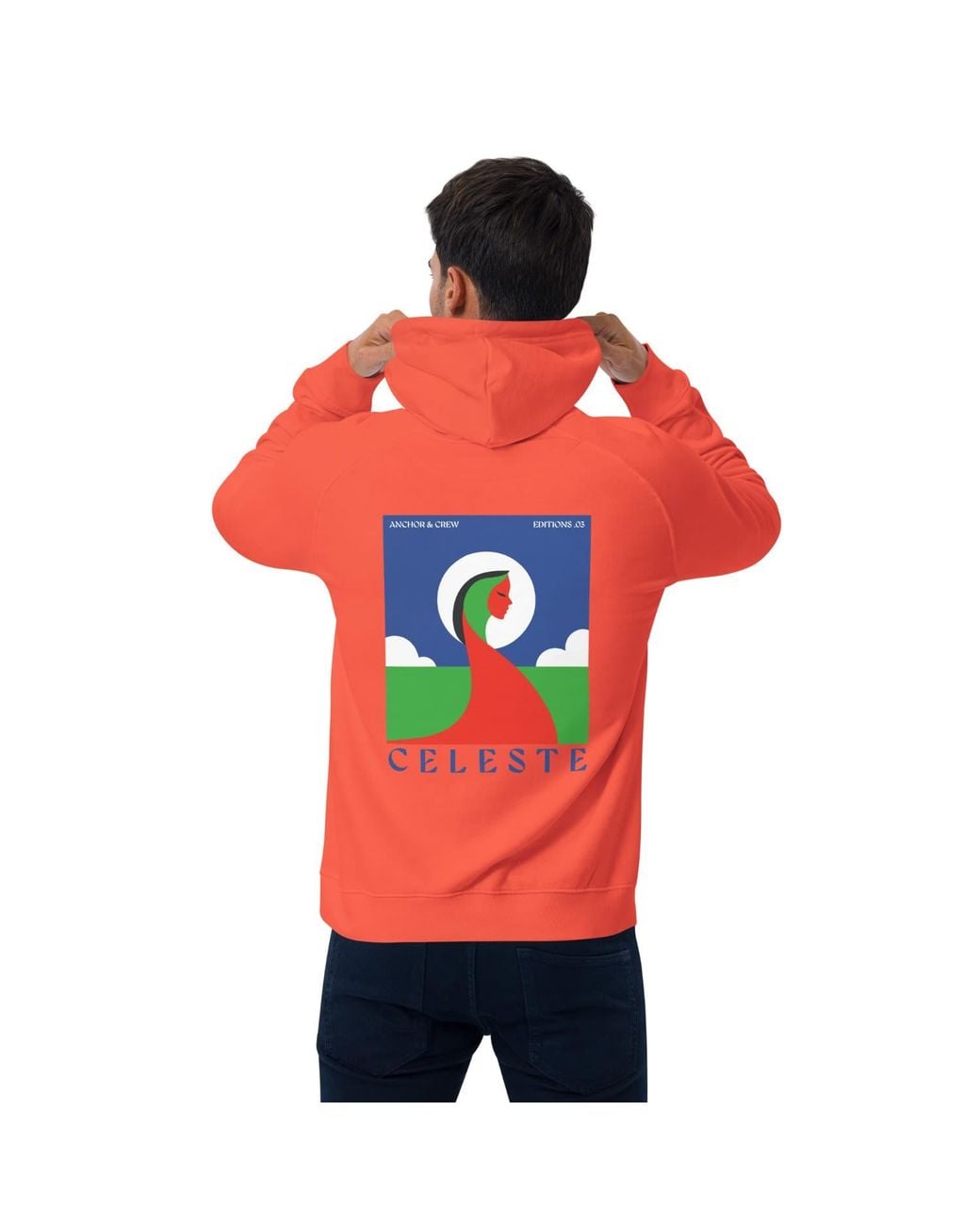 Anchor and Crew Red Burnt Three Celeste Editions Organic Cotton Hoodie for men