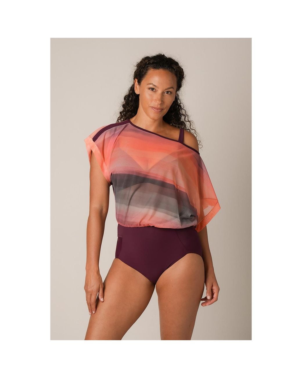 Serotone Swim Pink Mesh Top One Piece