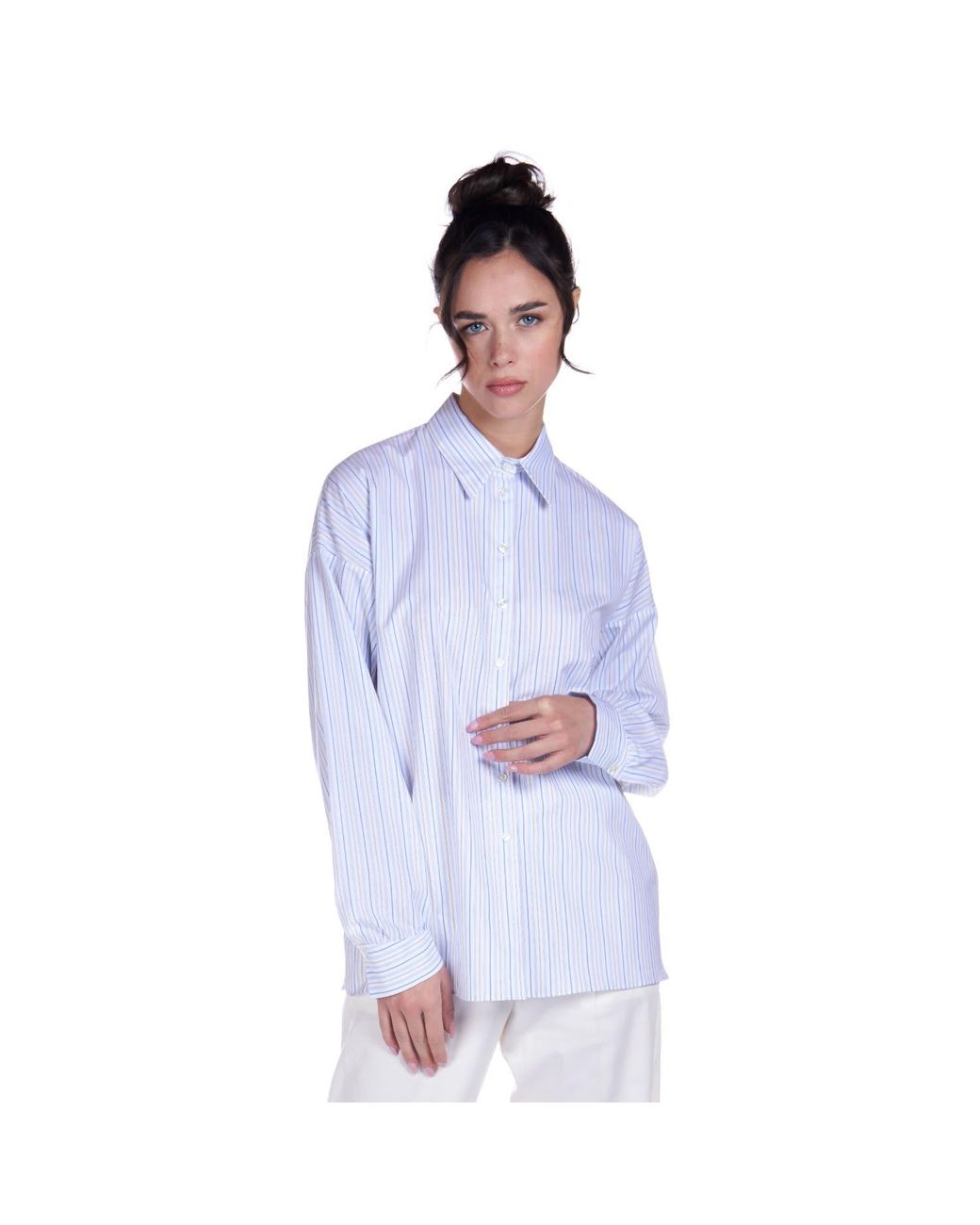 Sofia Tsereteli Blue Striped Cotton Shirt