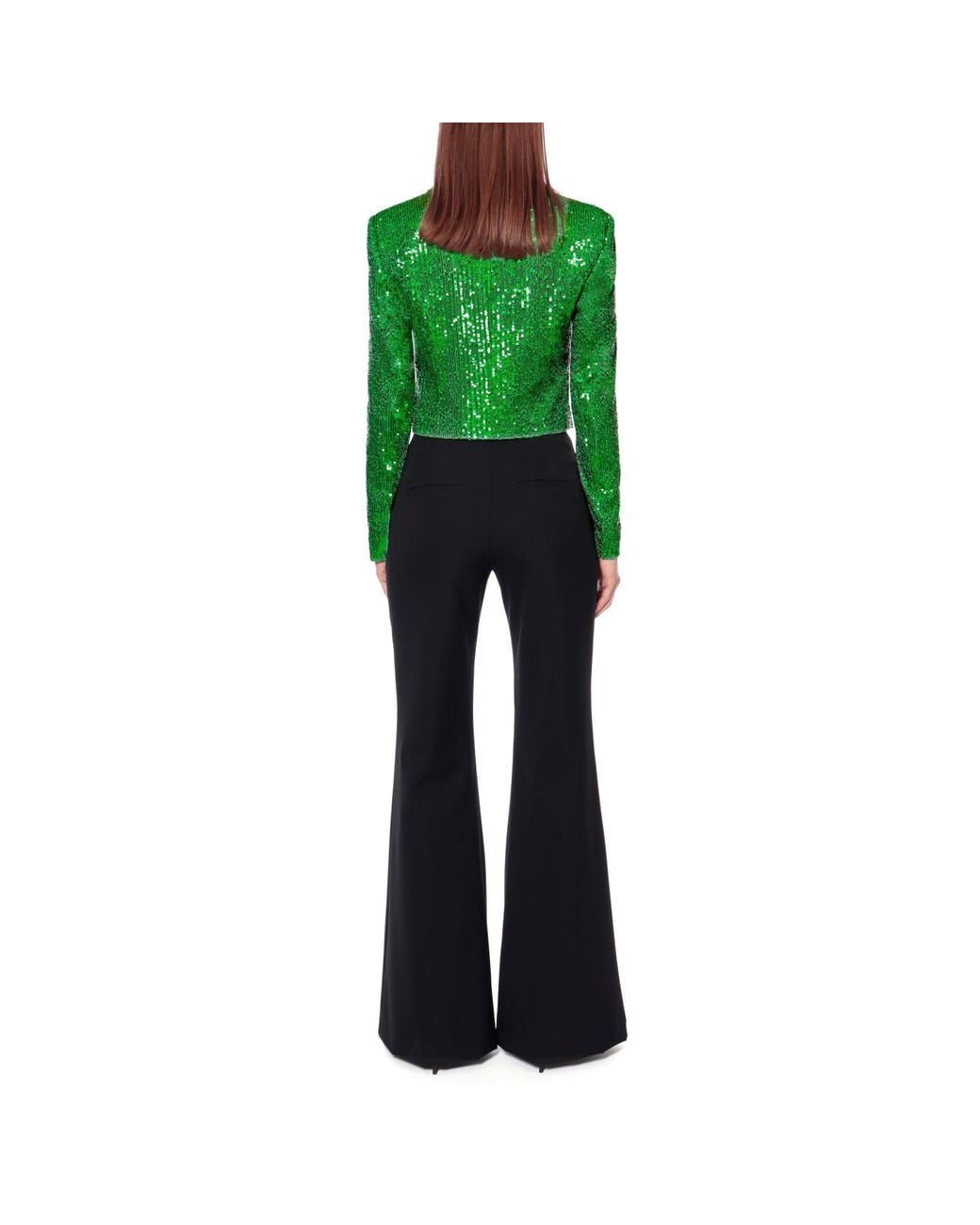 AGGI by HALEWSKI Green Shannon Shamrock Short Sequin Blazer
