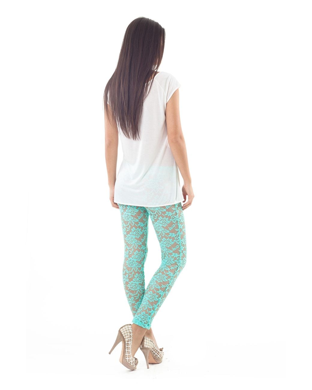 Conquista Green Lace Leggings Light