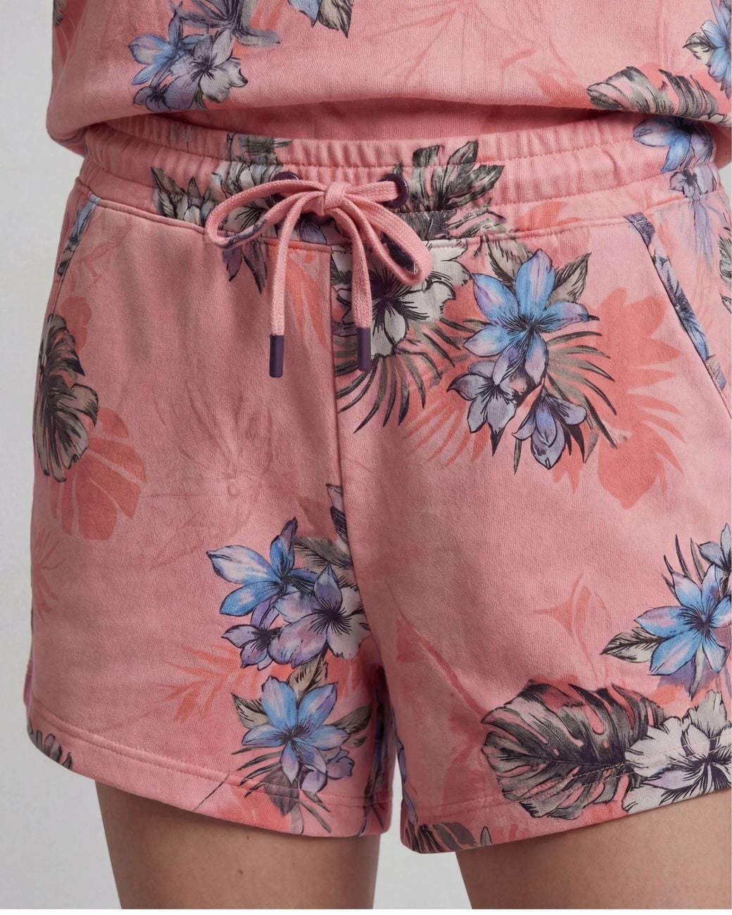 Lords of Harlech Red Penelope Exotic Floral Coral Drawstring Short