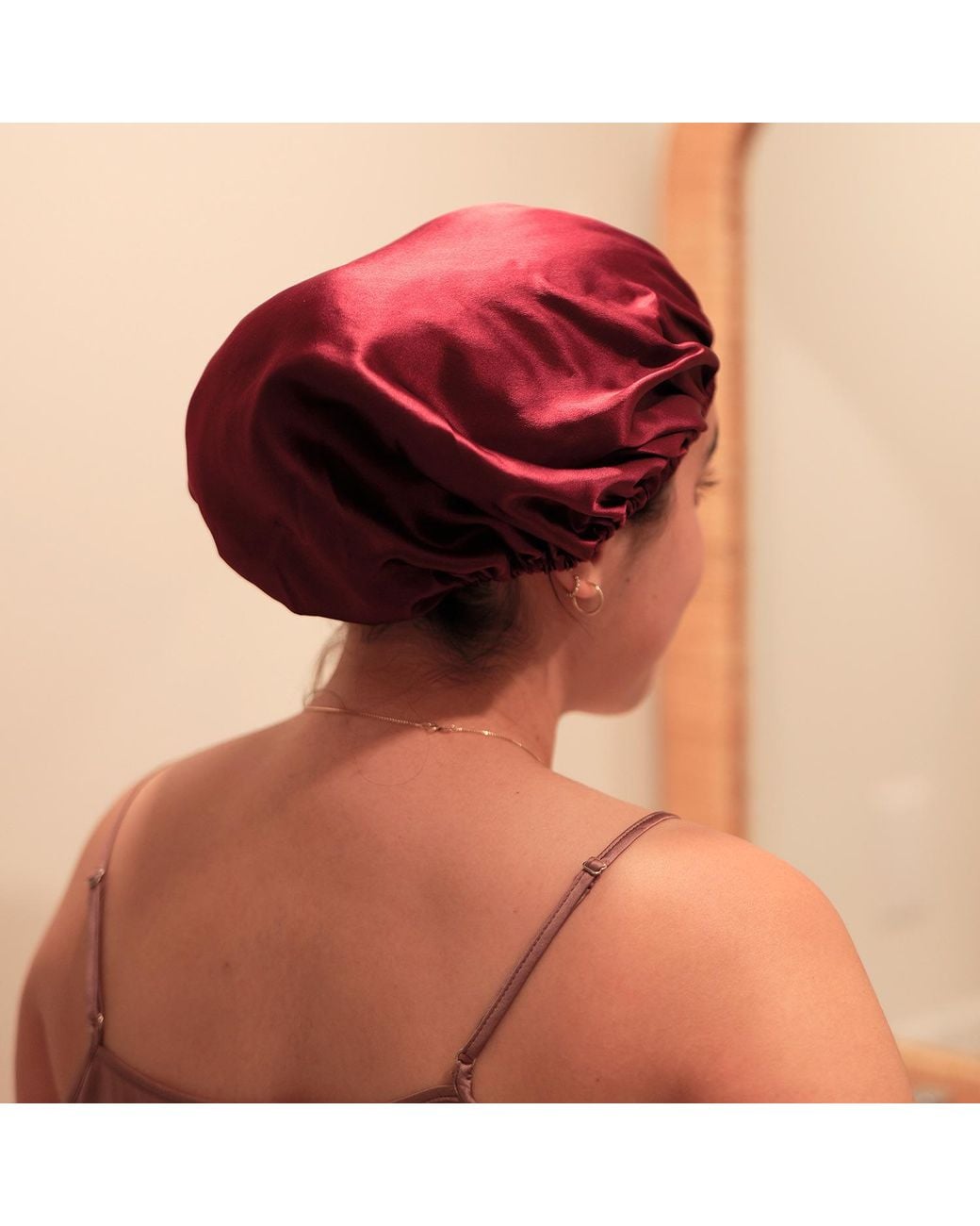 Soft Strokes Silk Red Pure Mulberry Silk Sangria Hair Bonnet