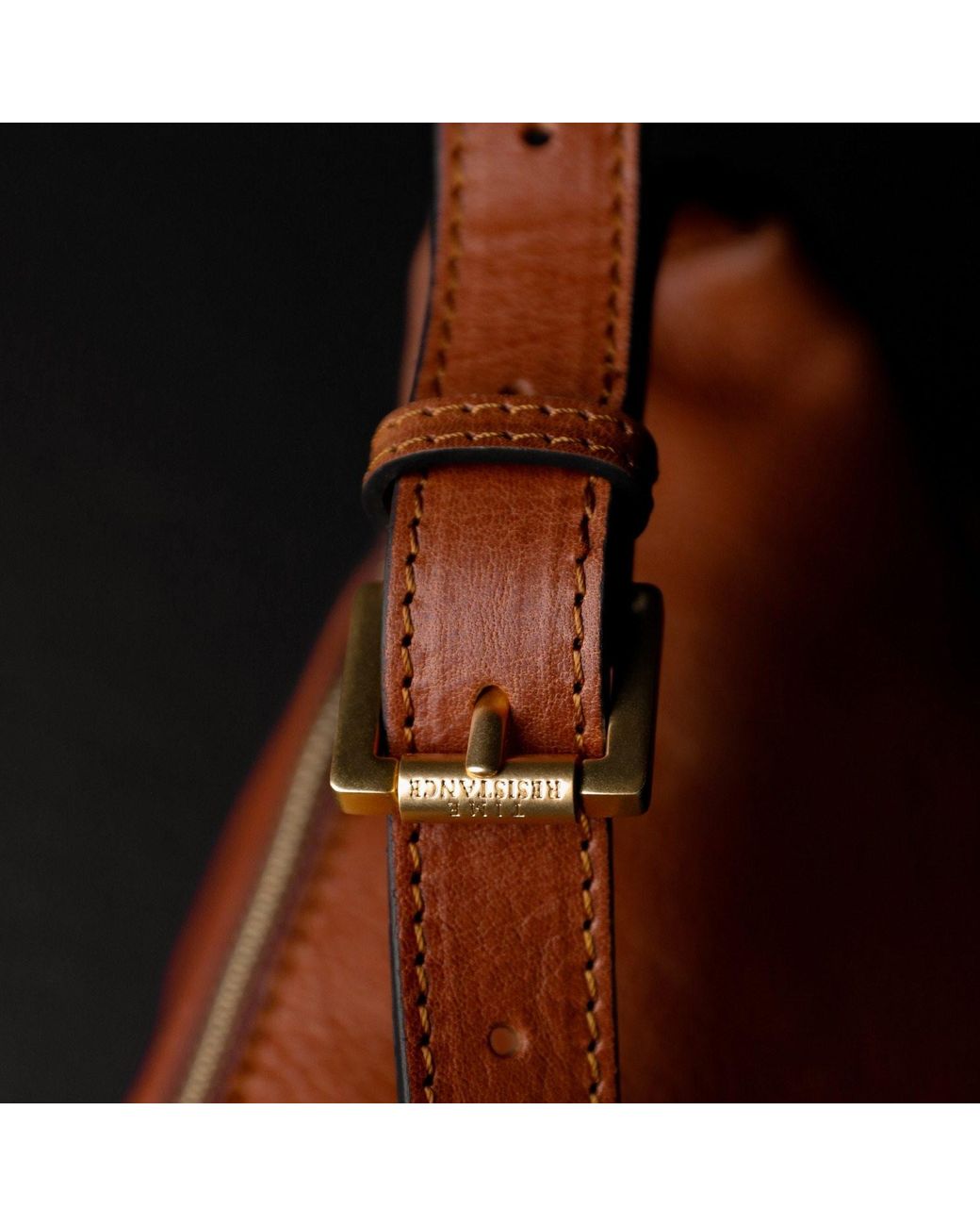 Time Resistance Brown Leather Sling Bag Belly Bag for men