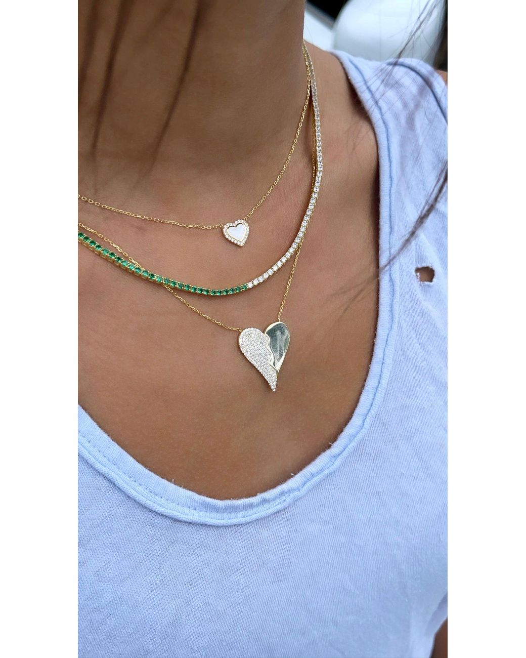 SHYMI Metallic Enamel & Pave Mini Heart