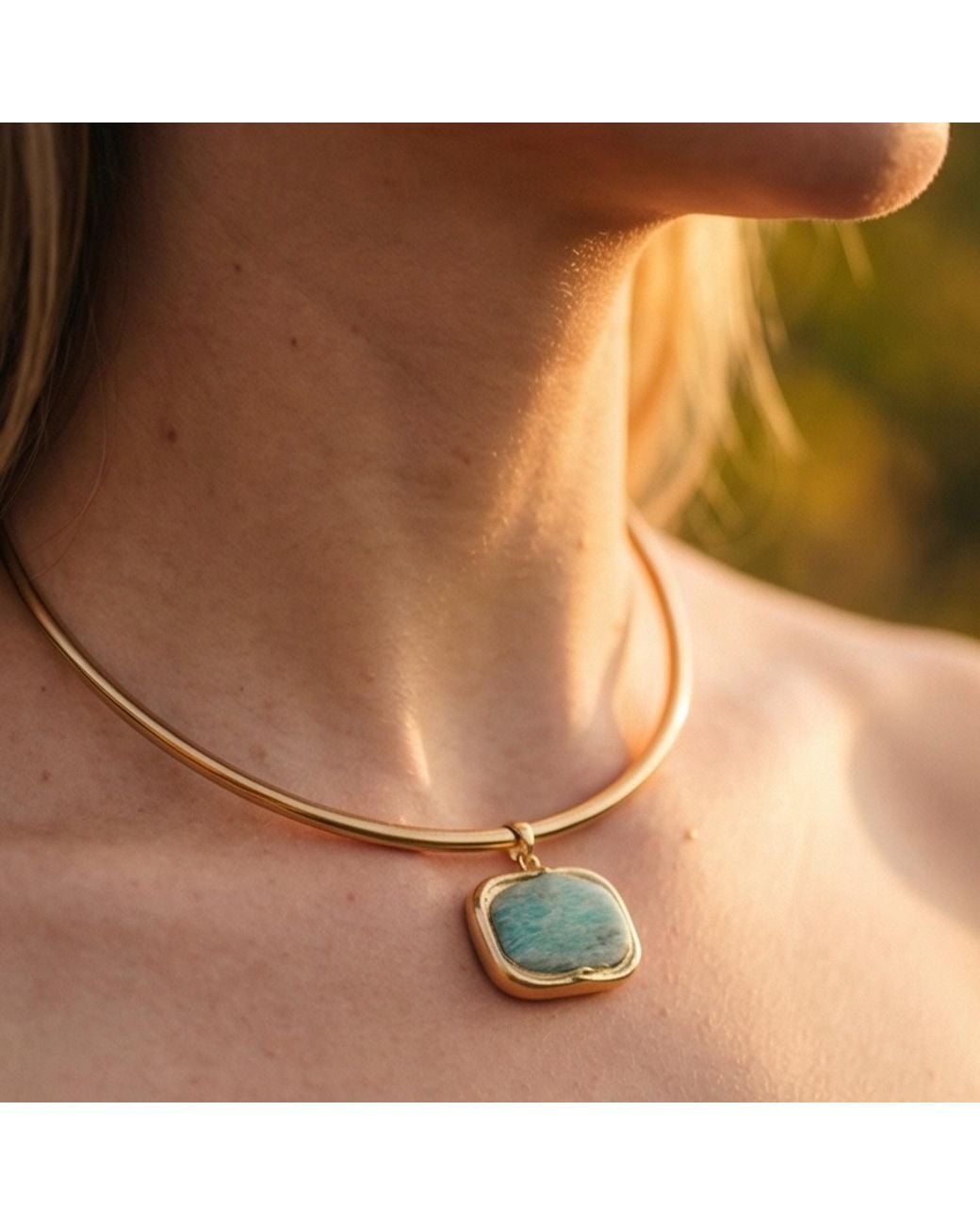 Divine Aria Metallic Amazonite Choker Necklace