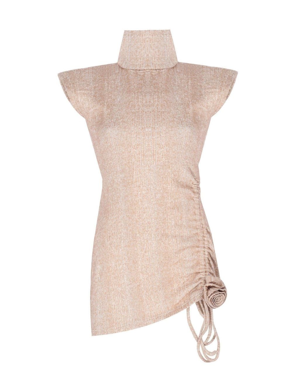 No'design Pink Neutrals Knit Mini Dress With Rose Detail