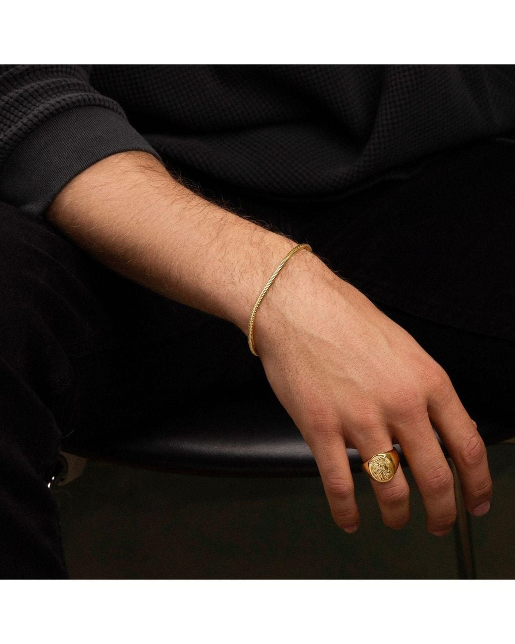 Nialaya Metallic Round Chain Bracelet for men