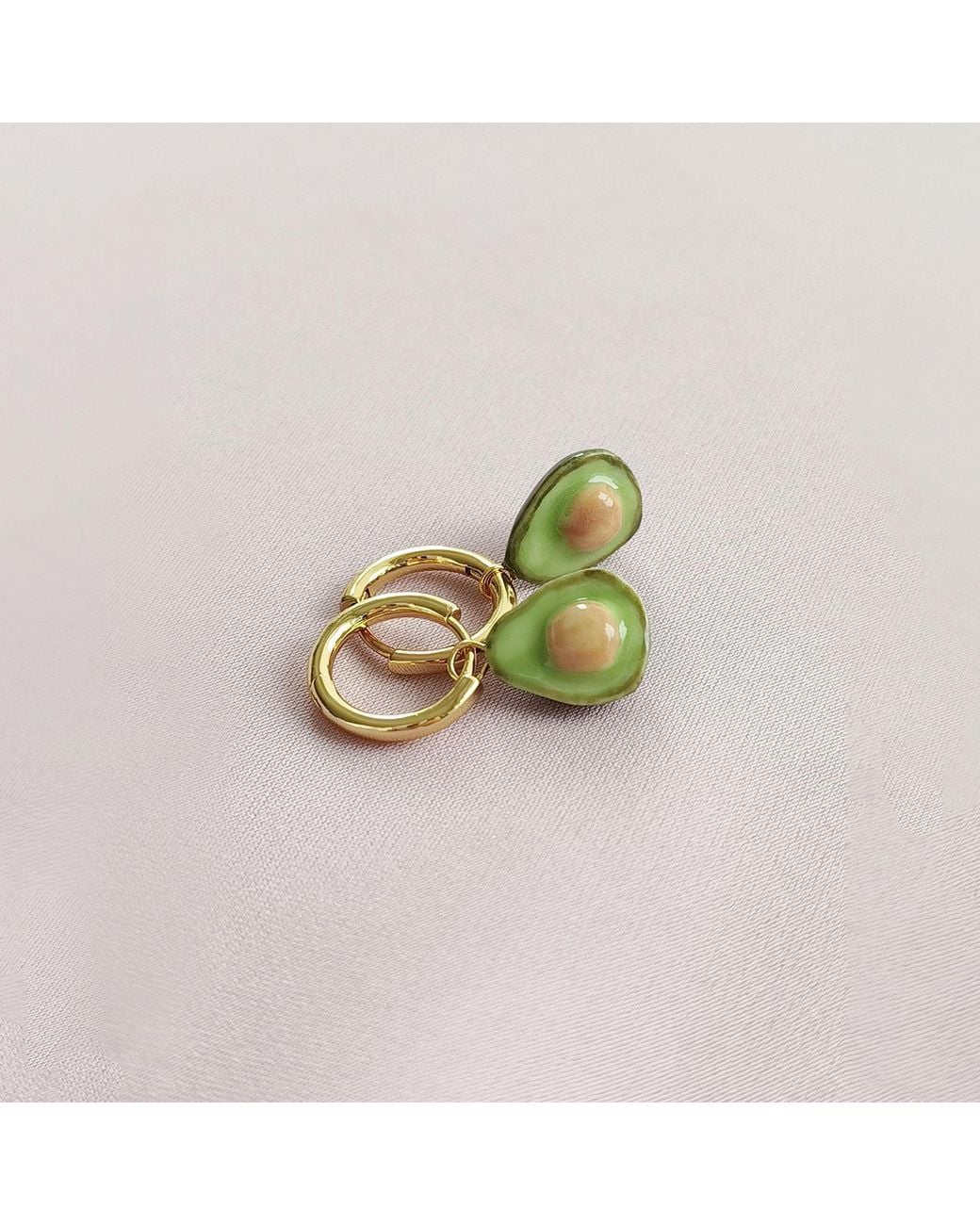POPORCELAIN Green Mini Porcelain Avocado Clip On Earrings