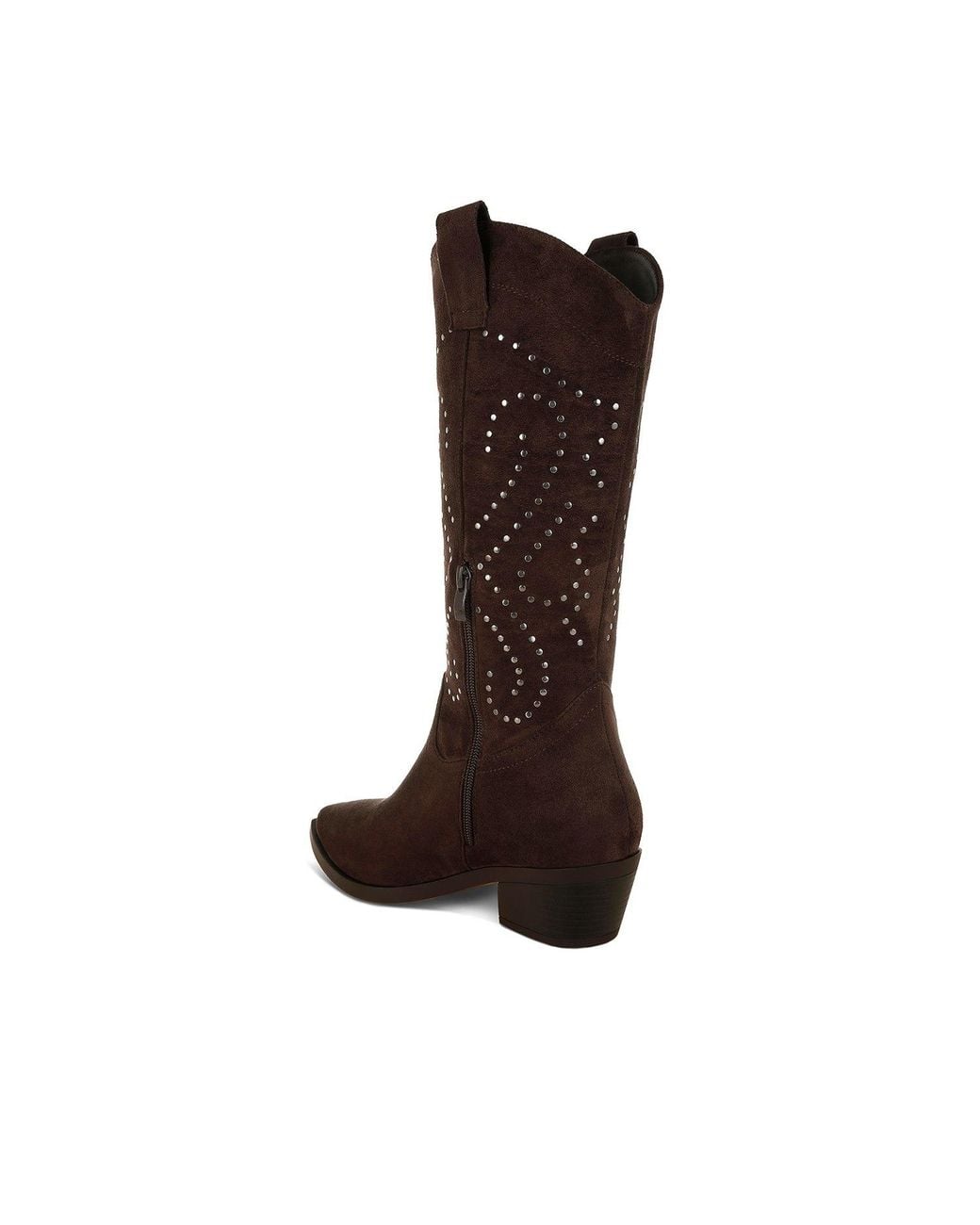 Rag & Co Brown Lariat Studs Embellished Cowboy Boots