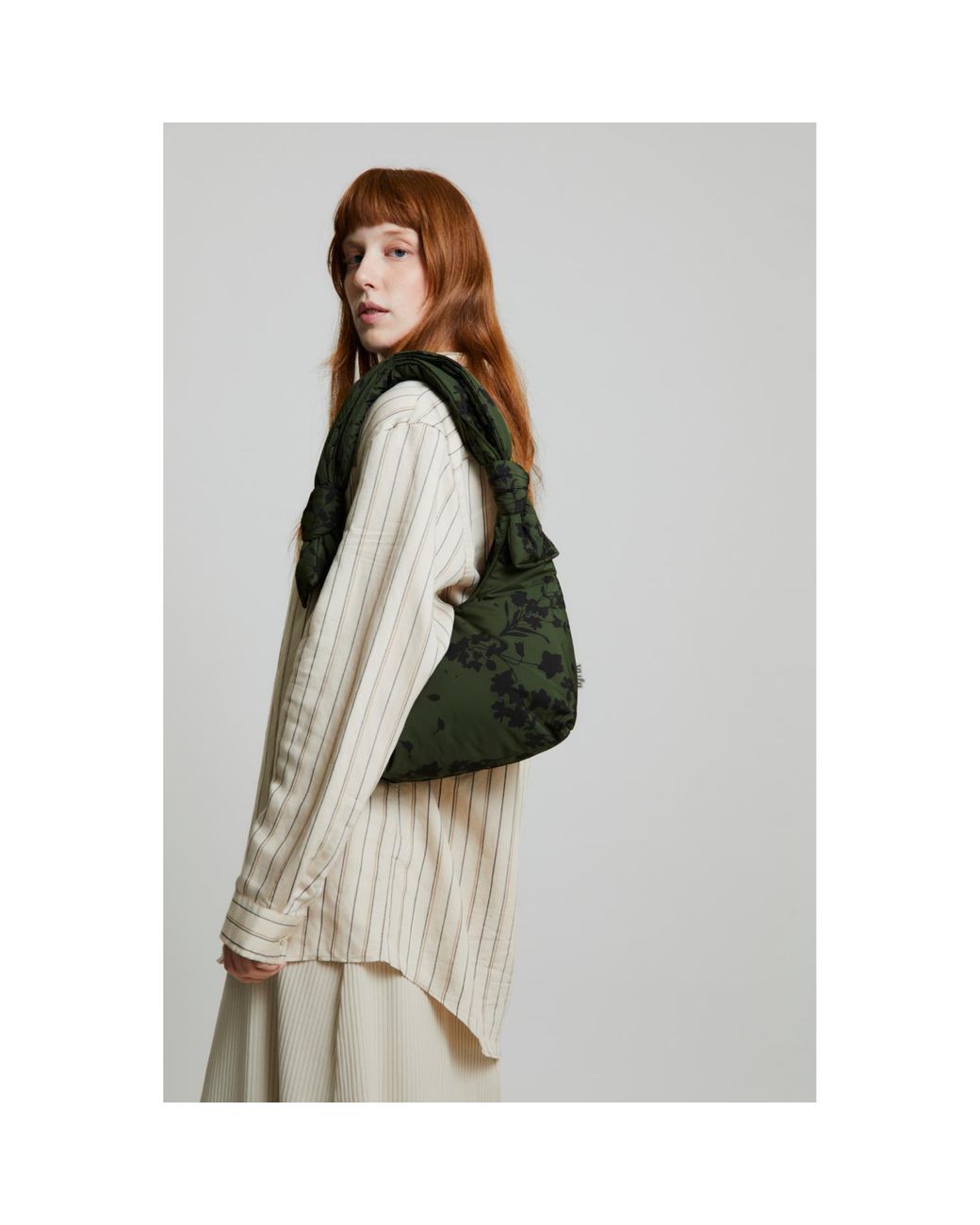 Lefrik Green Biwa Puffy Mini Bag Floral